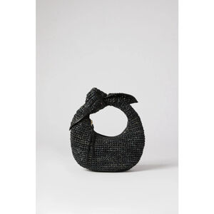 Poolside The Josie Knot Bag Black Raffia Hobo Women's $315